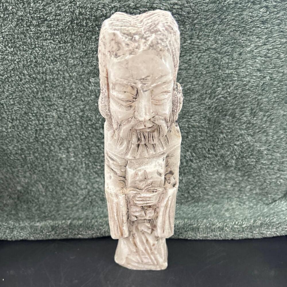 Medieval Style Carved Monk Alabaster Sculpture Statue c1960